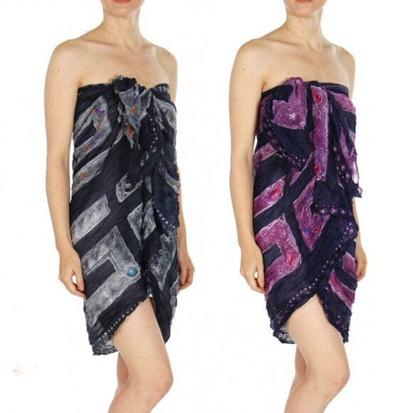 NWT Jewel Print Wrinkle Scarf/Cover-Up - Picture 2 of 13